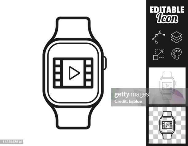 stockillustraties, clipart, cartoons en iconen met watch video on smartwatch. icon for design. easily editable - netflix