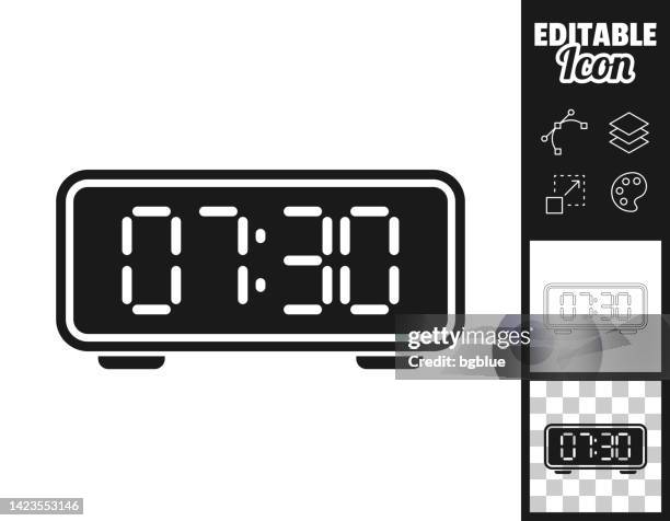 ilustraciones, imágenes clip art, dibujos animados e iconos de stock de reloj digital. icono para el diseño. fácilmente editable - seventh