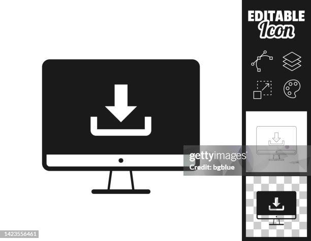 download on desktop computer. icon for design. easily editable - desk top down stock illustrations