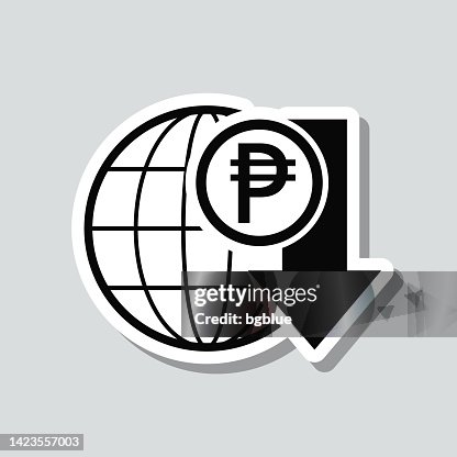 Peso rate decrease. Icon sticker on gray background Peso rate decrease. Icon sticker on gray background