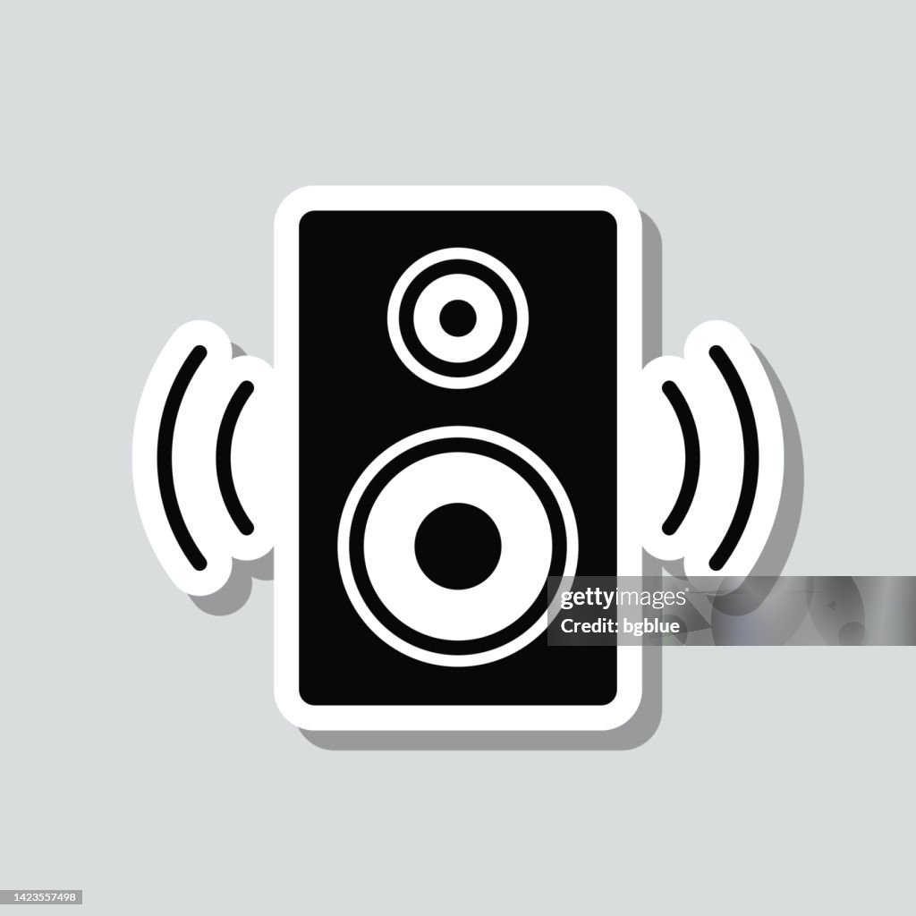 Speaker. Icon sticker on gray background