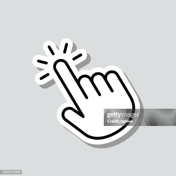 stockillustraties, clipart, cartoons en iconen met click with hand cursor. icon sticker on gray background - geklopt