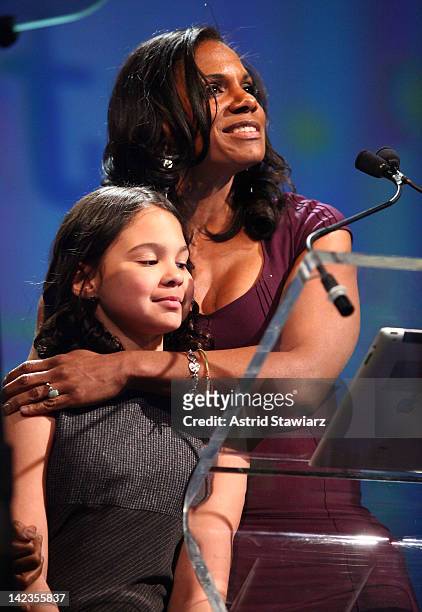 Zoe Madeline Donovan and Audra McDonald attend PFLAG National's 2012 Straight for Equality Awards gala at the Marriott Marquis Times Square on April...