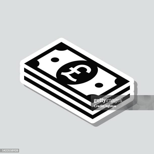 isometric pound banknotes. icon sticker on gray background - british pound stack stock illustrations