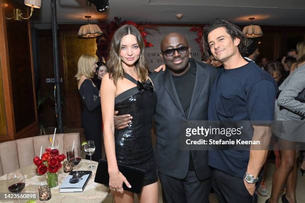 Miranda Kerr, Edward Enninful, and Orlando Bloom attend Edward Enninful OBE "A Visible Man" book launch presented by Citi at Sunset Tower Hotel on...