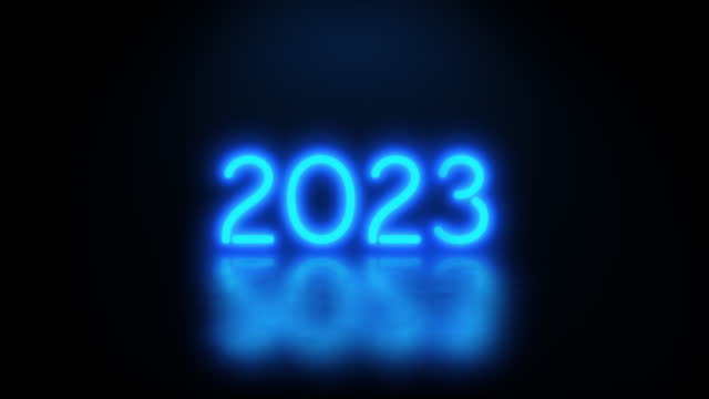 Happy New Year 2023 Neon on dark background
