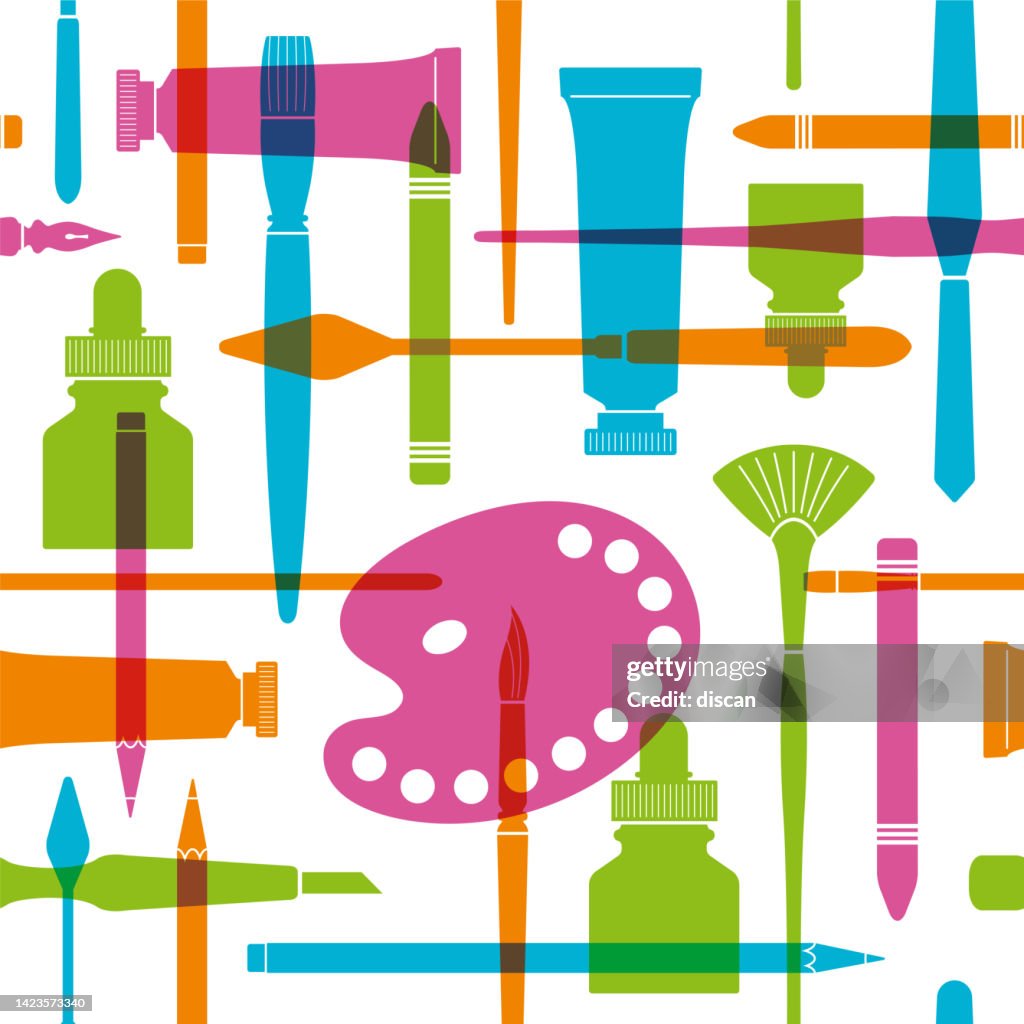 School supply seamless pattern background.