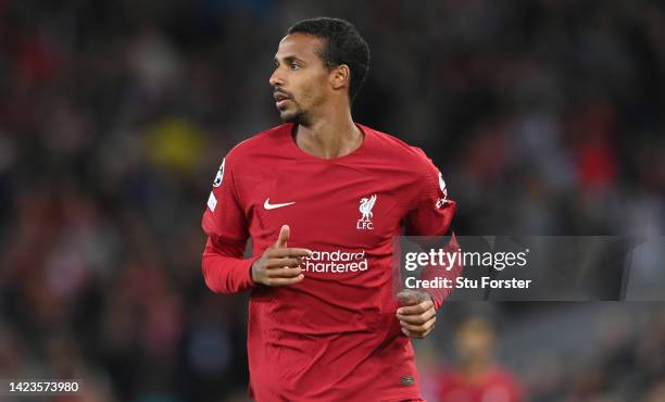 Liverpool player Joel Matip in action during the UEFA Champions League group A match between Liverpool FC and AFC Ajax at Anfield on September 13,...