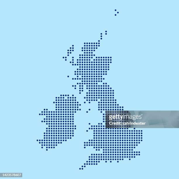 ilustrações de stock, clip art, desenhos animados e ícones de united kingdom dotted map - uk