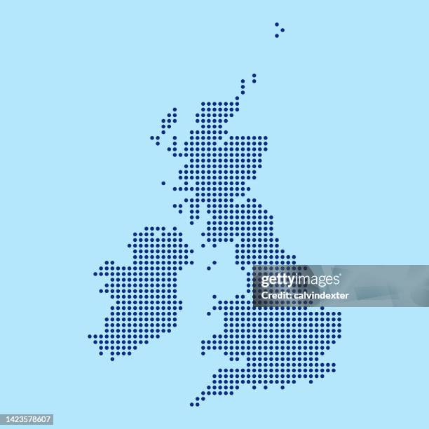 bildbanksillustrationer, clip art samt tecknat material och ikoner med united kingdom dotted map - europe map