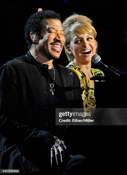 Musician Lionel Richie and his daughter Nicole Richie perform onstage during Lionel Richie and Friends in Concert presented by ACM held at the MGM...