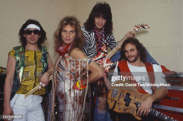 At the backstage of Van Halen on their 1984 tour in support of their sixth studio abum 1984, The Omuni, Atlanta, GA, US, 23rd February 1984.