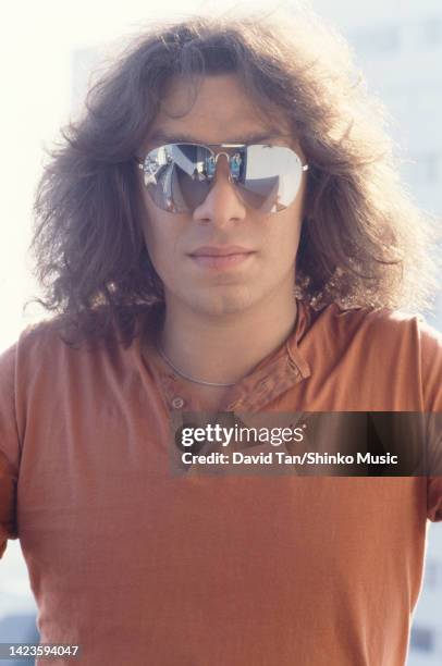 Alex Van Halen posed in front of the camera, Hollywood, LA, CA,US, April 1979.