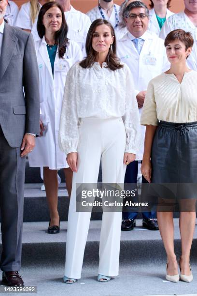 Queen Letizia of Spain visits the university hospital of Guadalajara on September 14, 2022 in Guadalajara, Spain.