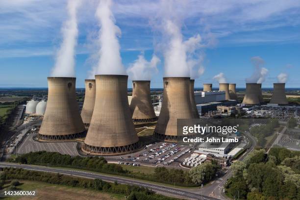 aerial view of drax power station, yorkshire, england. - selby stock pictures, royalty-free photos & images