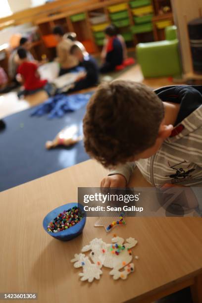 Children play at the Kleiner Fratz child daycare center in Neukoelln on September 14, 2022 in Berlin, Germany. Child daycare centers across Germany...