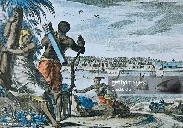 new amsterdam, new york, 17th century - new amsterdam stock illustrations