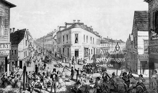 the five points, new york city - slum stock illustrations