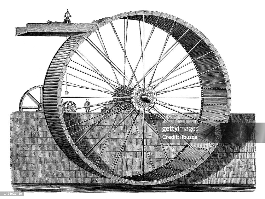 Machine A Roue Illustration Ancienne Mécanique Appliquée Et Machines Roue Hydraulique ...