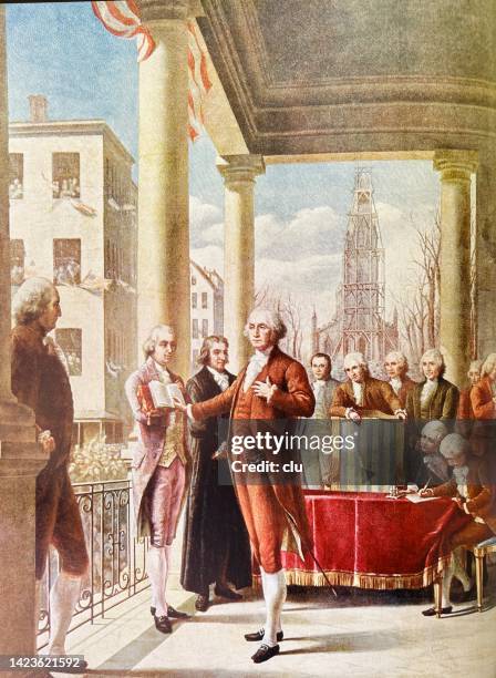 ilustrações de stock, clip art, desenhos animados e ícones de appointment of george washington to the presidency - george washington