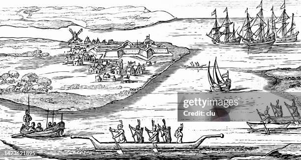 new amsterdam, 1626 - new amsterdam stock illustrations