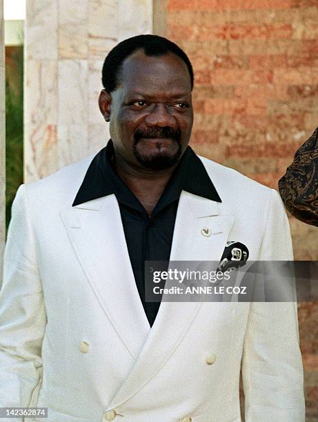 File photo taken on April 15, 1995 shows Angolan Unita rebel leader Jonas Savimbi, who was killed in battle on February 22, 2002 in the eastern...