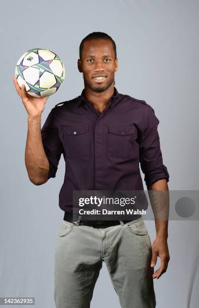 Didier Drogba of Chelsea poses during a portrait session at Chelsea's Cobham training ground on March 20, 2012 in Cobham, England.