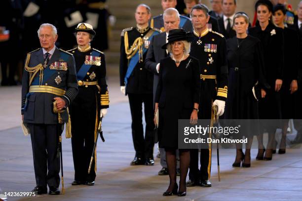 King Charles III, Anne, Princess Royal, Prince Edward, Earl of Wessex, Prince William, Prince of Wales, Prince Andrew, Duke of York, Camilla, Queen...