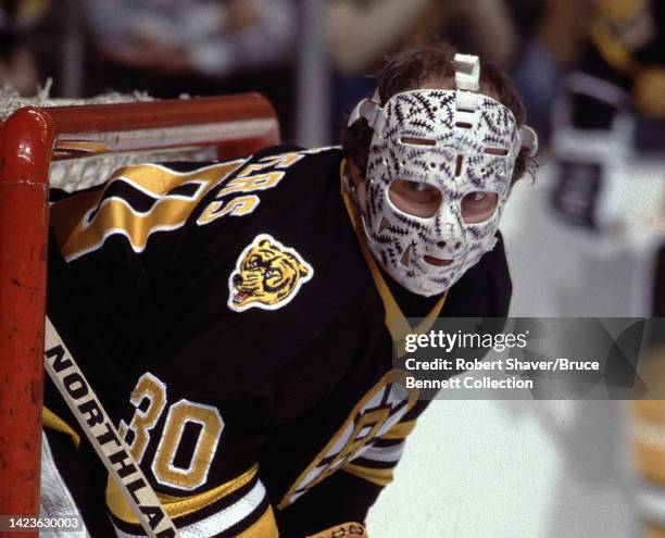 Gerry Cheevers of the Boston Bruins circa 1980 in New York, New York.