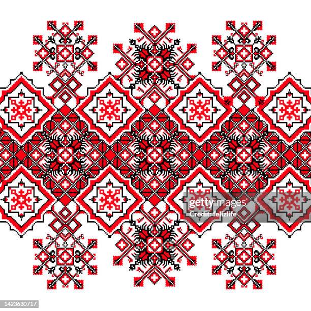 ukraine seamless pattern - ukrainian culture stock illustrations