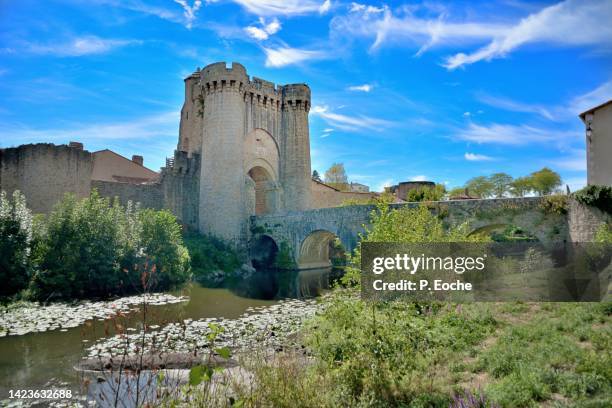 parthenay, the gate saint-jacques, fortified bridge - deux sevres stock pictures, royalty-free photos & images