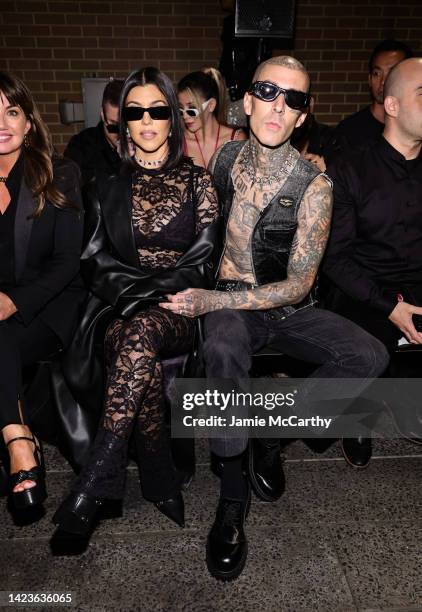 Kourtney Kardashian Barker and Travis Barker attend Boohoo by Kourtney Kardashian Barker's New York Fashion Week debut, at Highline on September 13,...