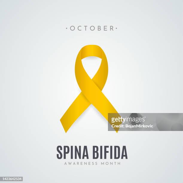spina bifida awareness month poster, october.  vector - yellow ribbon stock illustrations