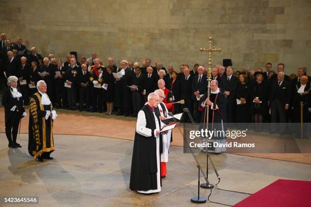 The Archbishop of Canterbury, Justin Welby leads the proceedings during the procession for the Lying-in State of Queen Elizabeth II on September 14,...