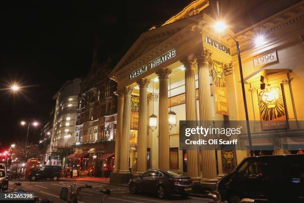 The Lyceum Theatre in the West End showing 'The Lion King' at night on March 27, 2012 in London, England.