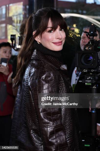 Anne Hathaway attends the Michael Kors Collection Spring/Summer 2023 Runway Show on September 14, 2022 in New York City.
