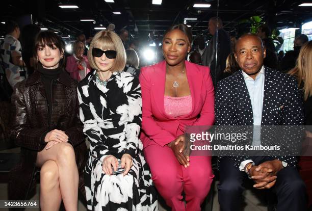 Anne Hathaway, Anna Wintour, Serena Williams, and Eric Adams attend the Michael Kors Collection Spring/Summer 2023 Runway Show on September 14, 2022...