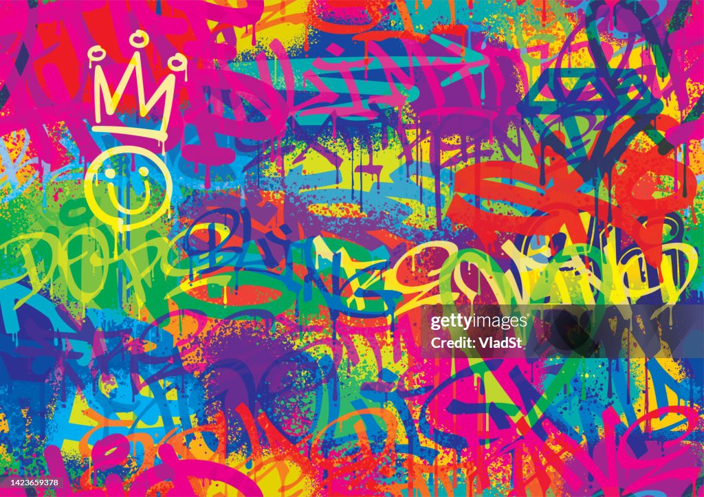 Graffiti Street Art Splatter Seamless Pattern Background