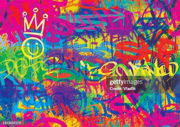 graffiti street art splatter seamless pattern background - graffiti art stock illustrations