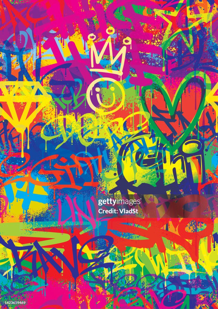 Graffiti Street Art Splatter Seamless Pattern Background