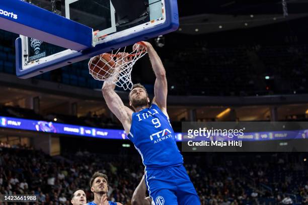 Nicolo Melli of Italy in action during the FIBA EuroBasket 2022 quarterfinal match between France v Italy at EuroBasket Arena Berlin on September 14,...