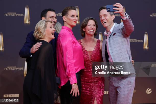 Susan Link, Till Nassif, Okka Gundel, Anna Planken and Sven Lorig attend the German Television Award at MMC Studios on September 14, 2022 in Cologne,...