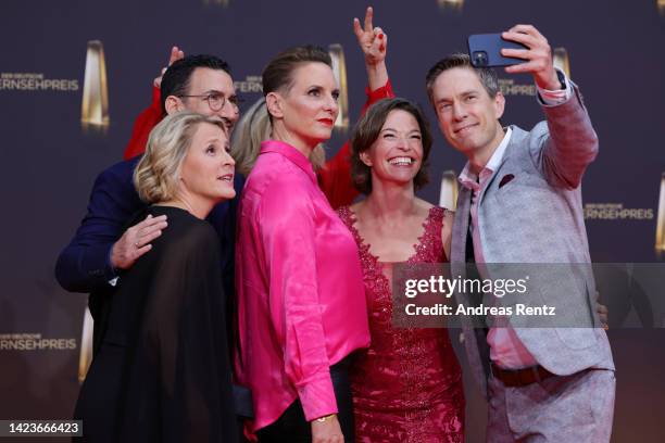 Susan Link, Till Nassif, Okka Gundel, Anna Planken and Sven Lorig attend the German Television Award at MMC Studios on September 14, 2022 in Cologne,...