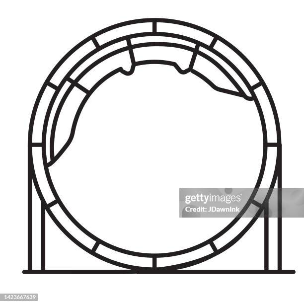 loop rollercoaster thin line icon on white background - editable stroke - roller coaster stock illustrations