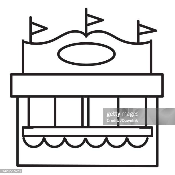 fair food concession stand thin line icon on white background - editable stroke - festival booth stock illustrations
