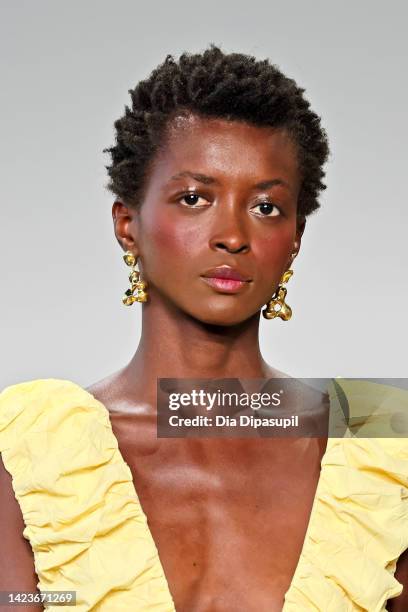 Model walks the runway for the Deveaux New York fashion show during September 2022 New York Fashion Week: The Shows at Gallery at Spring Studios on...