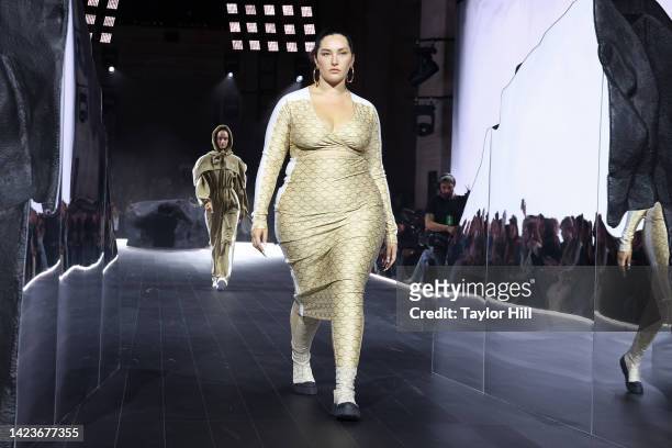 Yumi Nu walks the runway during the PUMA presents Futrograde fashion show during New York Fashion Week at Cipriani 25 Broadway on September 13, 2022...