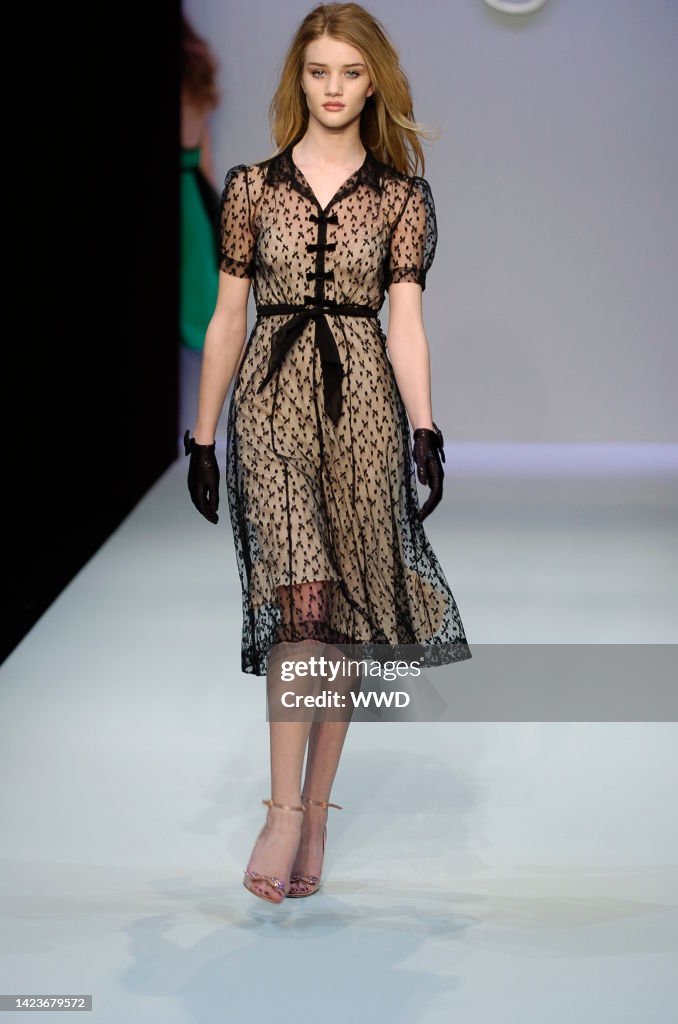 Collette Model A model walks down the runway at the Fall 2005 Colette Dinnigan show ...