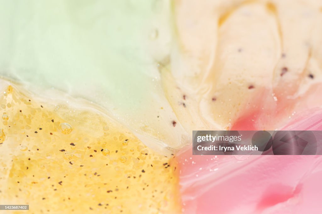 Beauty Cosmetic products Texture - Skincare Exfoliating Scrub, Hair Mask and Facial Cream.
