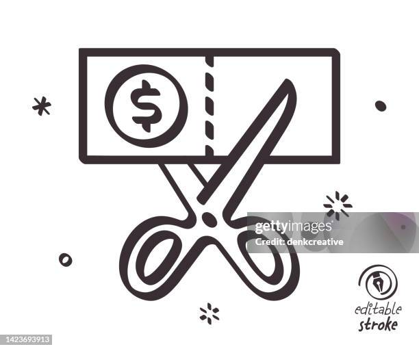 verspielte linienillustration für gutscheinregister - budget cuts stock-grafiken, -clipart, -cartoons und -symbole